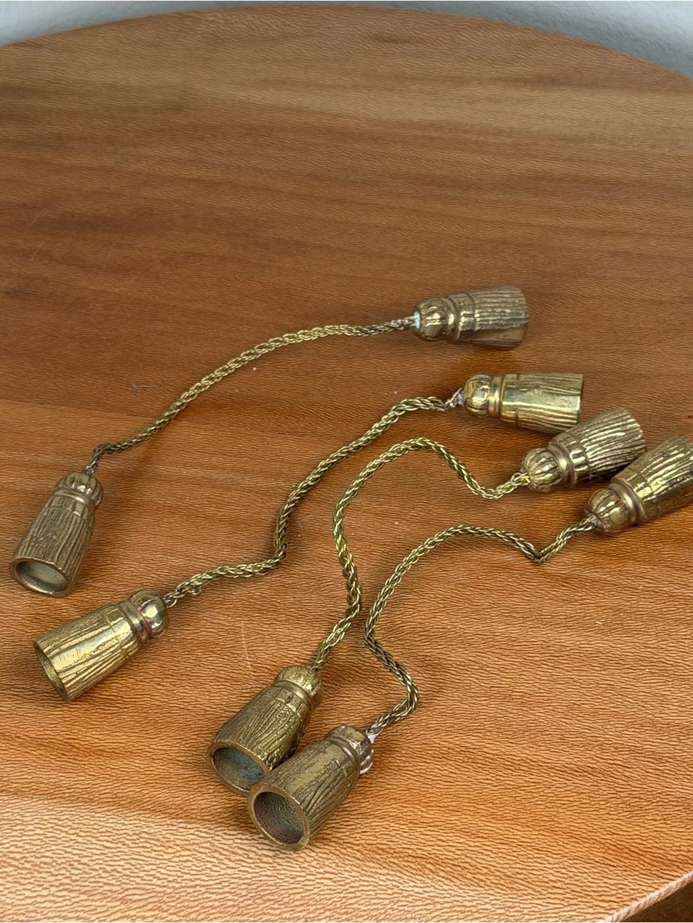 Vintage Brass twisted rope and tassels Napkin Rings SET OF 4